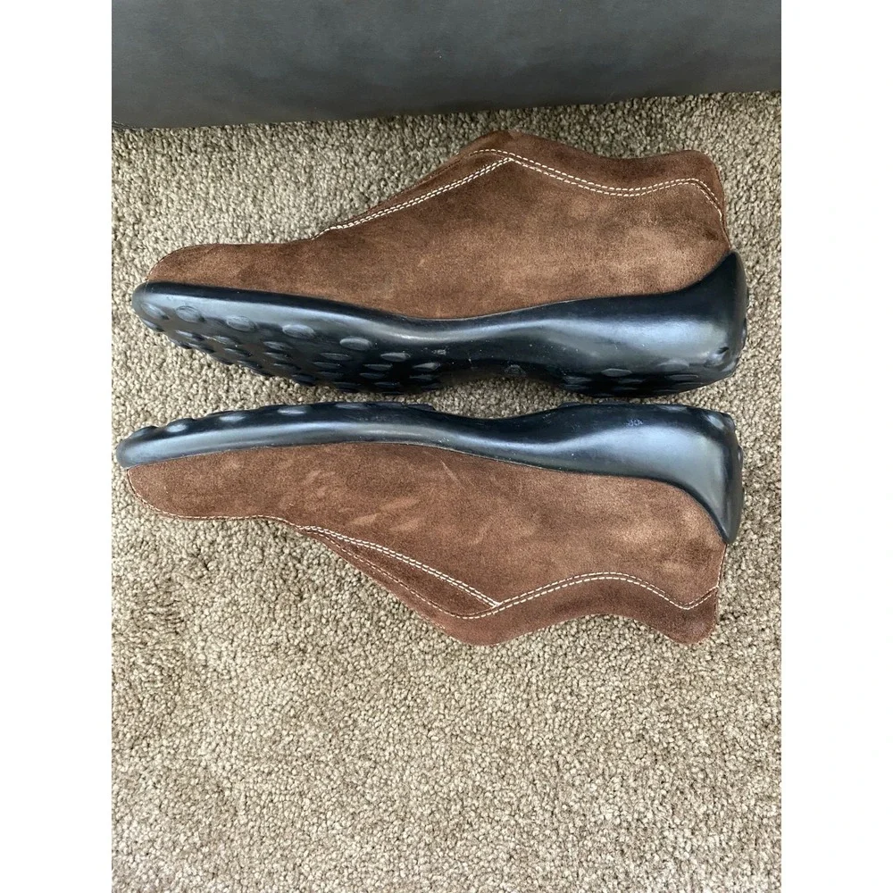 Tod's Loafer‎ Men's US 8 Brown Suede Driving Shoe Front Panel Slip On Flat Shoes